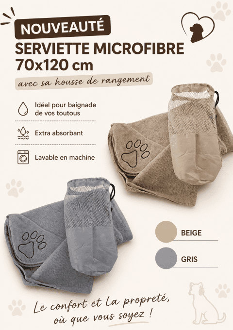 SERVIETTE MICROFIBRE XXL 70x120cm avec sa housse