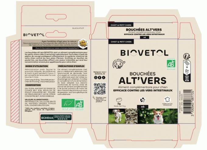 Vermifuge Biovetol Alt Vers (Chiots, petits chiens)